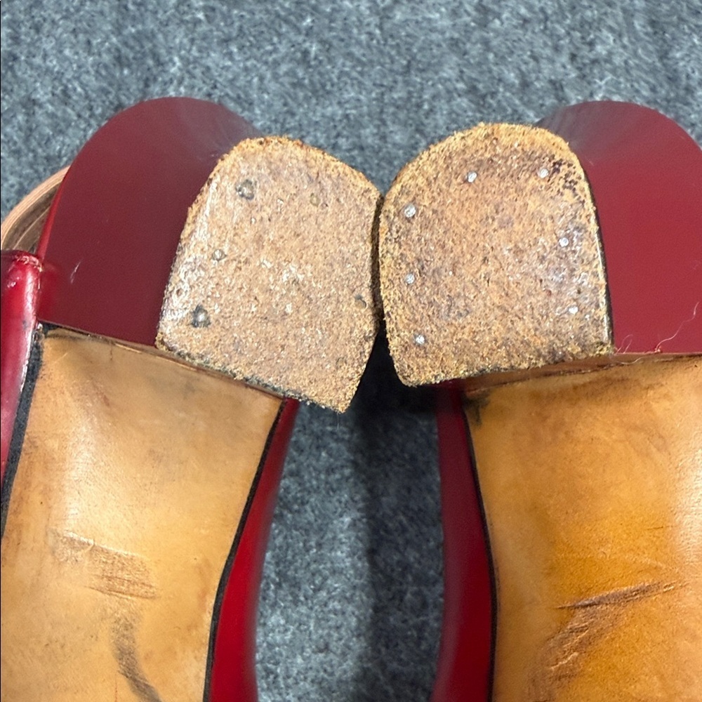 Vintage 1940’s Elegant Red Peep-Toe Heels by The Red Cross Shoe Corp - Picture 11 of 16